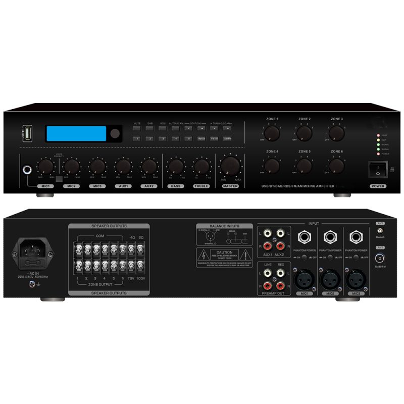 Customizable High Quality Bluetooth Audio Power Amplifier 60W to 500W Home Theater Wireless Microphone Mini HiFi Stereo Class D Amplifier(RH-MD6120WZ)