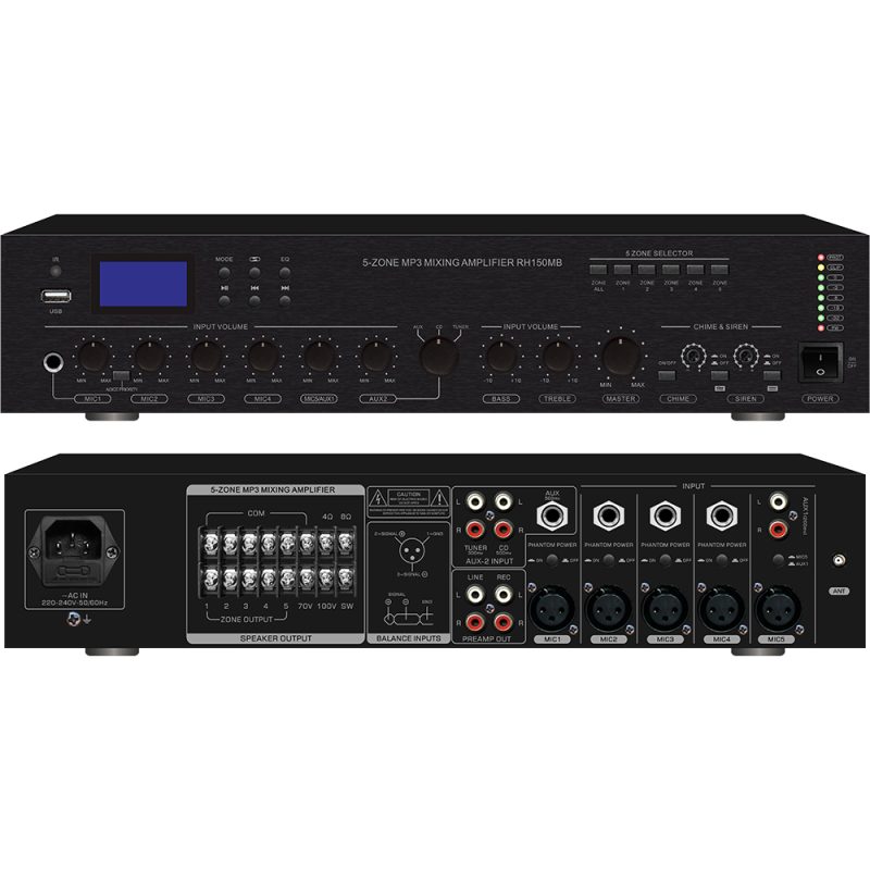 Hot Sale High Quality Bluetooth Digital Amplifier 60W to 1300W Dual Channel Four Channel Power Amplifier Stereo Karaoke Audio System Professional Audio Class D Amplifier Can Be Customized(RH150MB-300MB WITH LCD)
