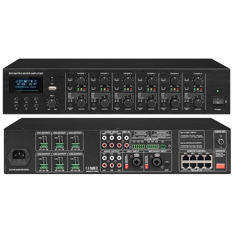 Hifi Stereo Audio Frequency Power Amplifier Dual-Channel Power Or Four-Channel Power Amplifier Independent Control Household Digital Amplifier Can Be Customized(RH6120MMA)