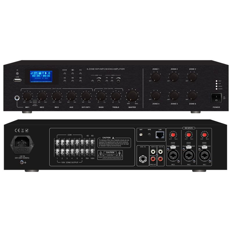 Hot Sale High Quality Bluetooth Digital Amplifier 60W to 1300W Dual Channel Four Channel Power Amplifier Stereo Karaoke Audio System Professional Audio Class D Amplifier Can Be Customized(RH6120WIFI系列)